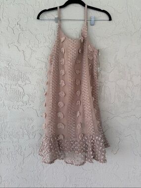 &merci Blush Pink Textured Mini Dress